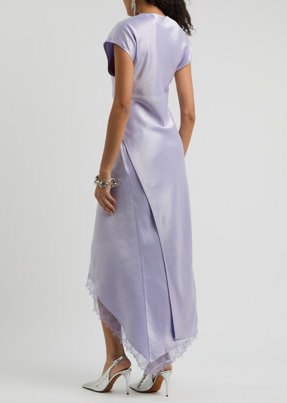 chinese dress ladies Asymmetric satin and lace mini dress