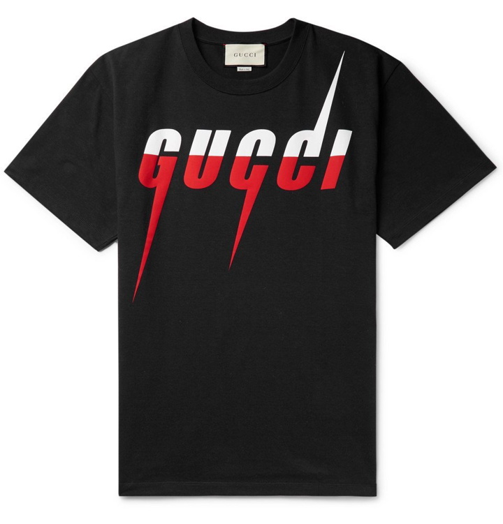 Photo: Gucci - Oversized Logo-Print Cotton-Jersey T-Shirt - Black