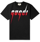 Gucci - Oversized Logo-Print Cotton-Jersey T-Shirt - Black