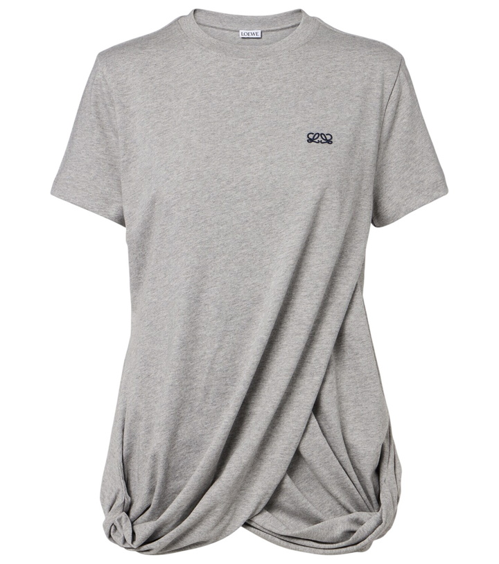 Photo: Loewe Double L draped cotton jersey T-shirt
