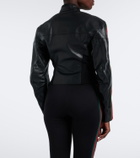 Gucci Web Stripe leather biker jacket
