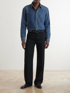 SAINT LAURENT - Logo-Embroidered Denim Shirt - Blue