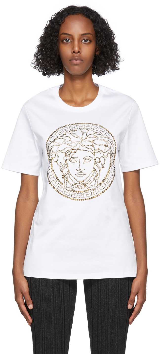 Versace White & Gold Medusa T-Shirt Versace