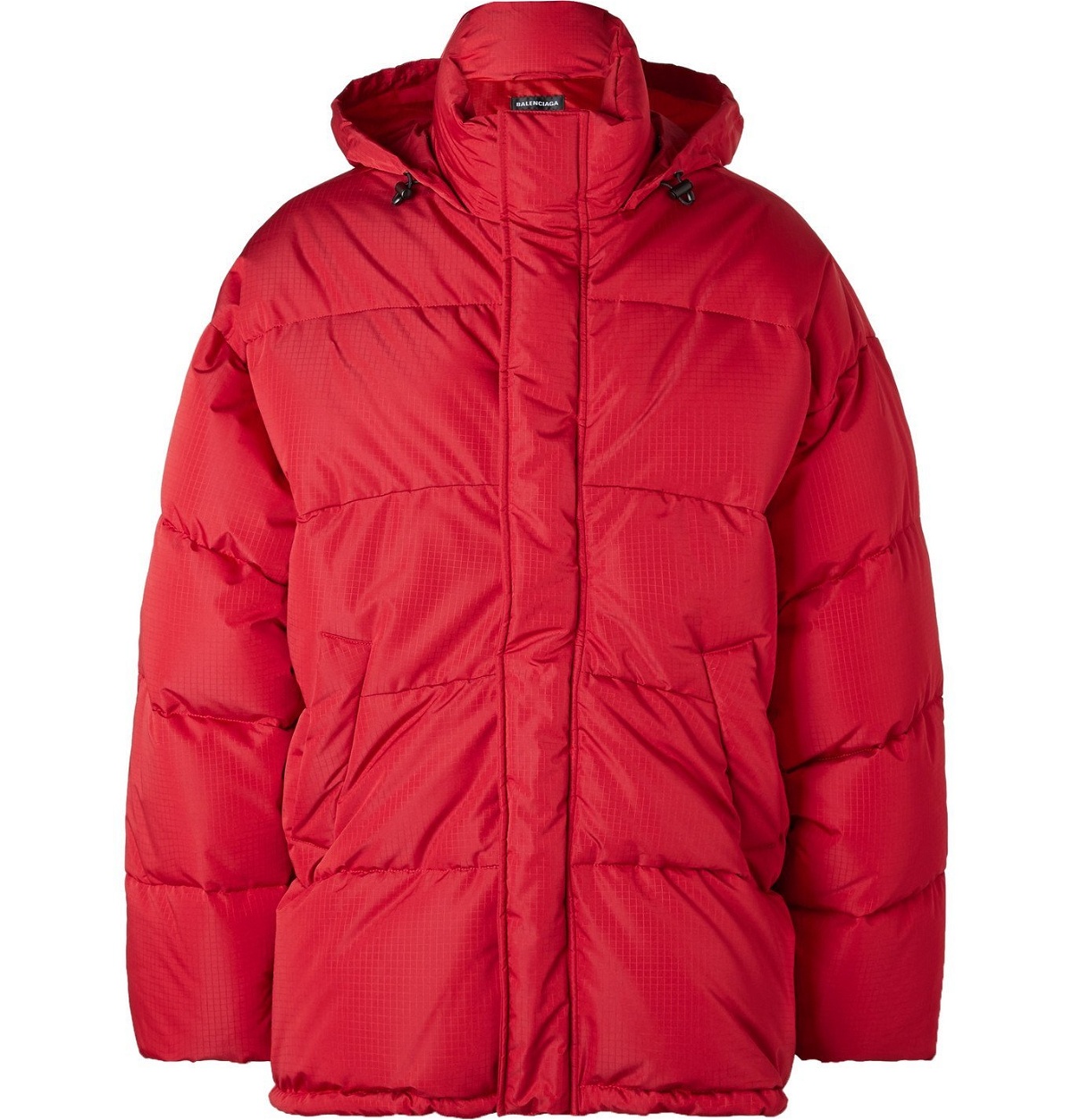 Photo: Balenciaga - C Shape Oversized Quilted Ripstop Hooded Jacket - Red