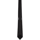Burberry Black and White Striped Logo Tie