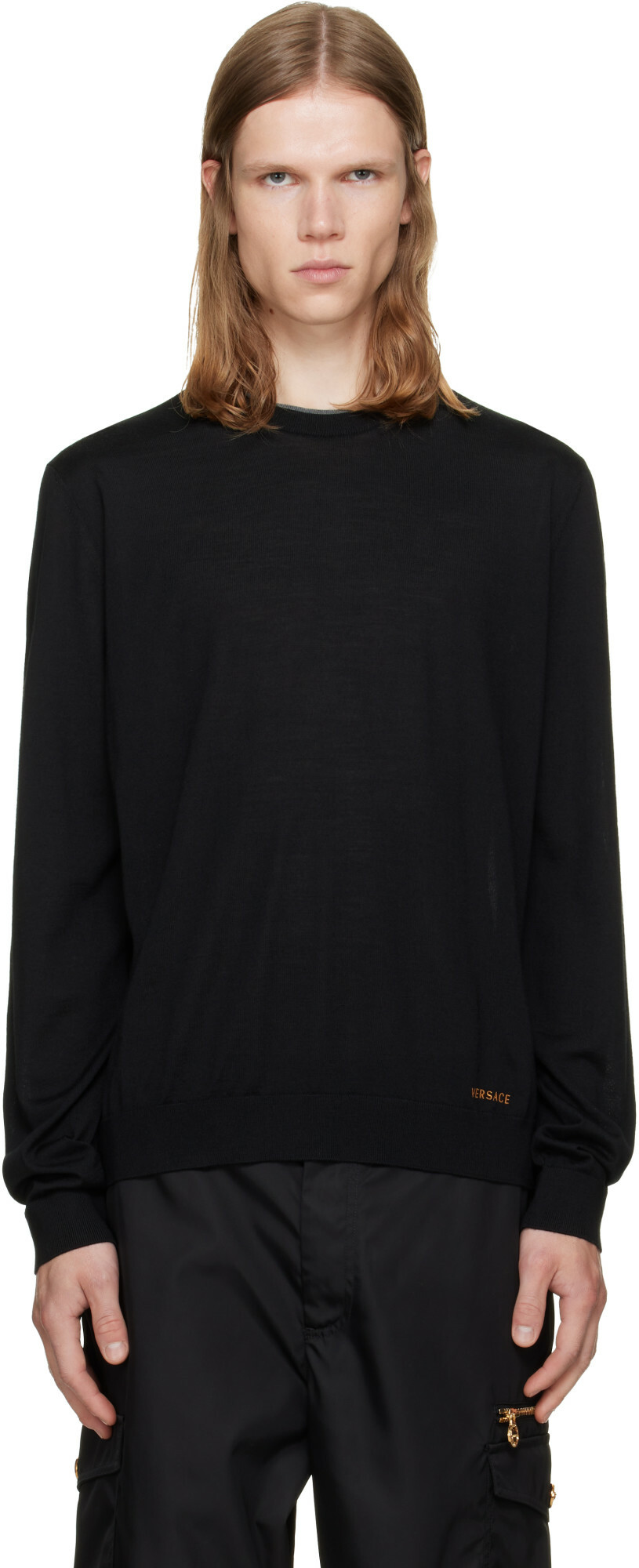 Versace Black & White La Greca Sweater Versace