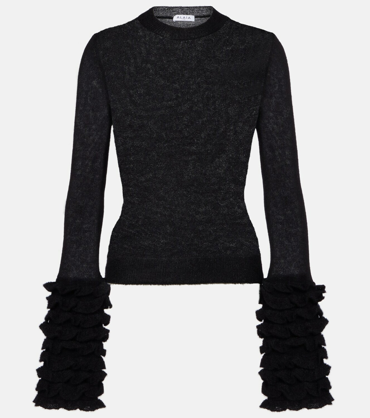 Alaïa Ruffled sheer mohair-blend top