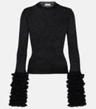 Alaïa Ruffled sheer mohair-blend top