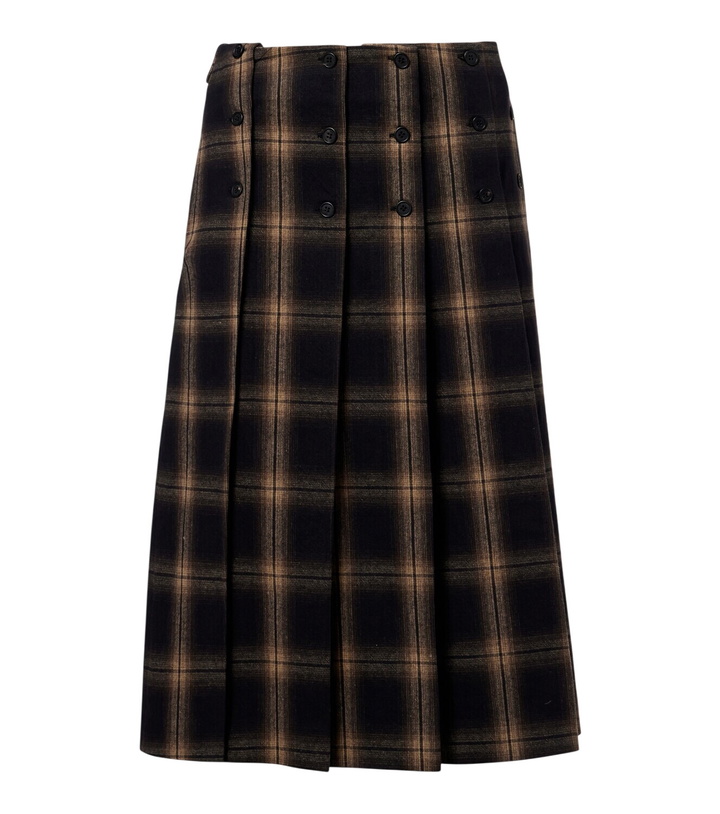 Photo: The Attico Plaid pleated cotton midi skirt