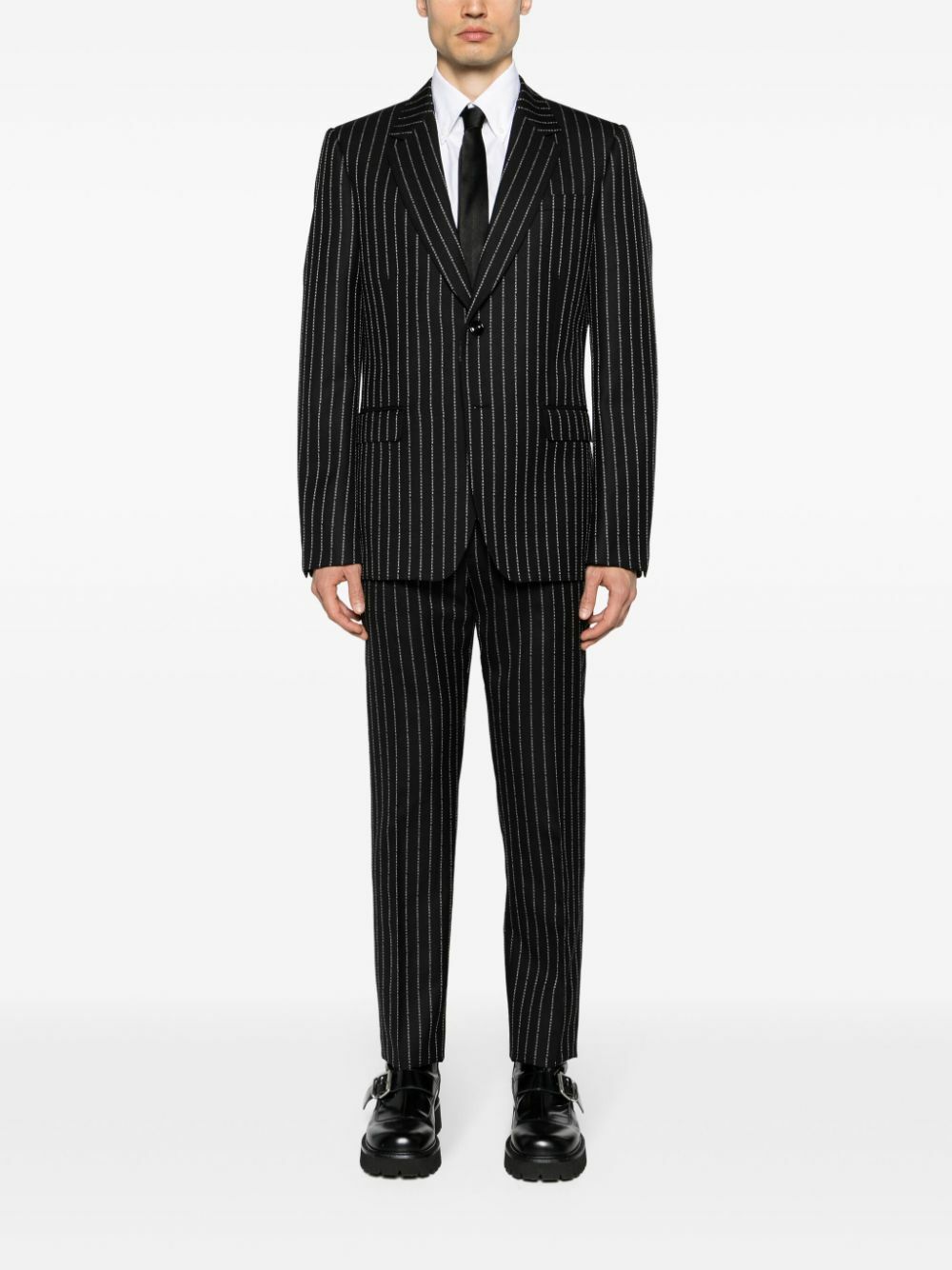 Alexander McQueen Black Pinstripe Wool Blazer Alexander McQueen