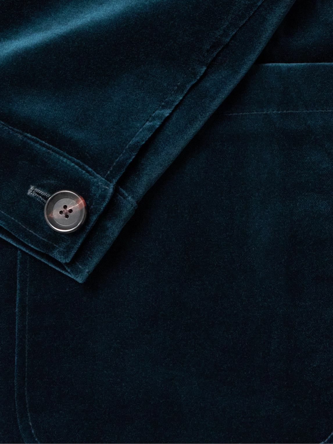 Oliver Spencer - Double-Breasted Cotton-Velvet Blazer - Blue