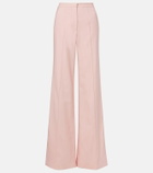 Costarellos Pleated wool-blend wide-leg pants