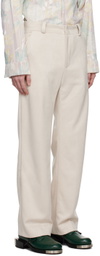 young n sang Beige Faux-Suede Trousers