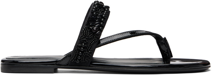 Photo: Dries Van Noten Black Embroidered Matadore Strap Flat Sandals