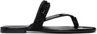 Dries Van Noten Black Embroidered Matadore Strap Flat Sandals
