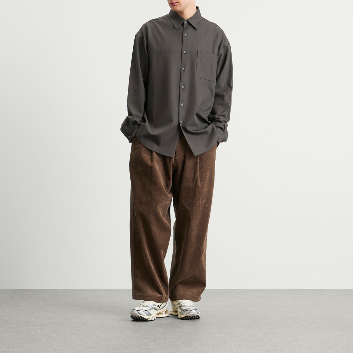 Merely Made Men's Wide Leg Cord Trousers in Brown