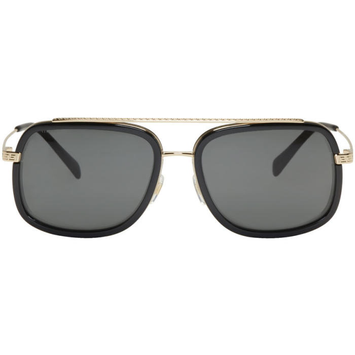 Photo: Versace Black Pop Chic Greca Aviator Sunglasses 