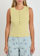 Free People Jamie Ribbed Stretch-cotton Tank top Yellow