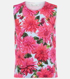 Oscar de la Renta Floral cotton-blend tank top