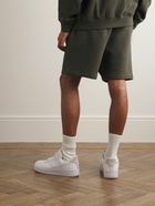 FEAR OF GOD ESSENTIALS - Logo-Appliquéd Wide-Leg Cotton-Blend Jersey Drawstring Shorts - Black