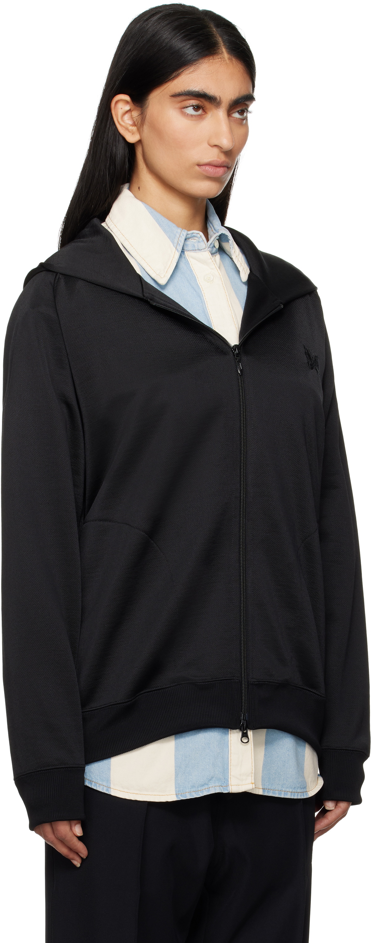 NEEDLES: Black Track Hoodie | SSENSE