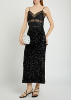 Vince Sequin-embellished Velvet Midi Skirt Black