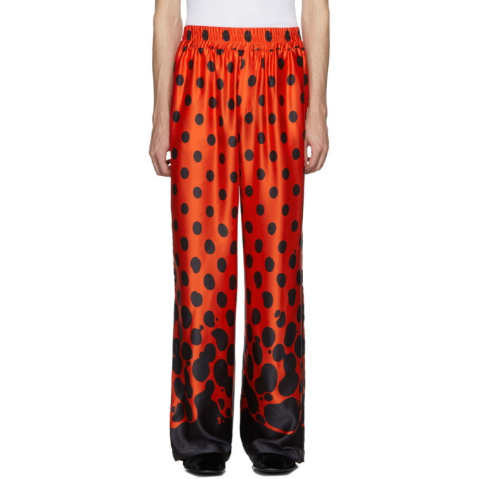 Palomo Spain Red and Black Silk Mercury Dot Trousers