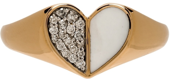 Photo: Adina Reyter Gold & White Ceramic Pavé Folded Heart Ring