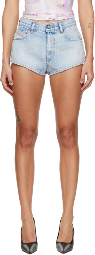 Photo: Diesel Blue Frayed Hems Denim Shorts