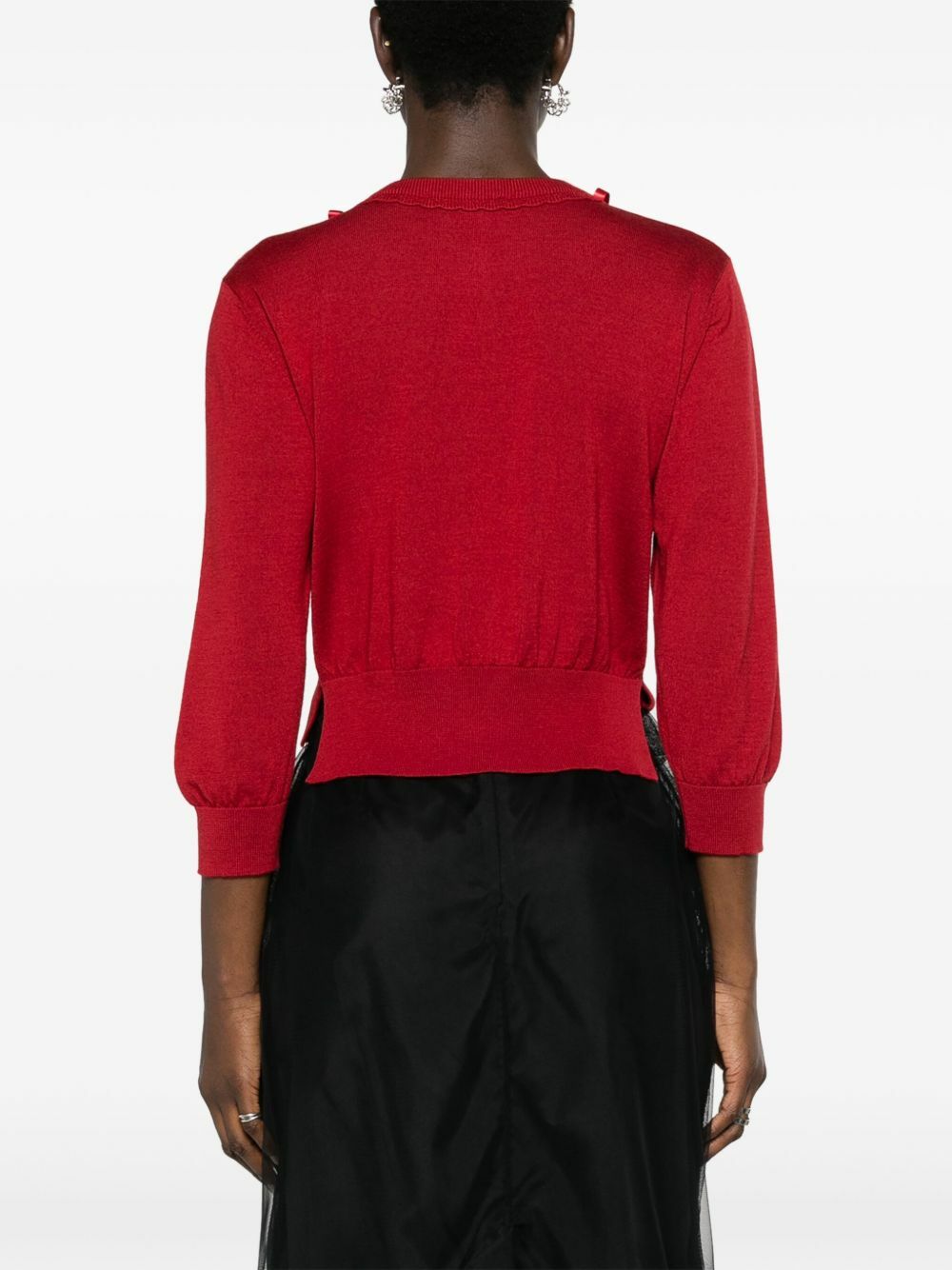 Simone Rocha Red Bell-Charm Cropped Cardigan Simone Rocha