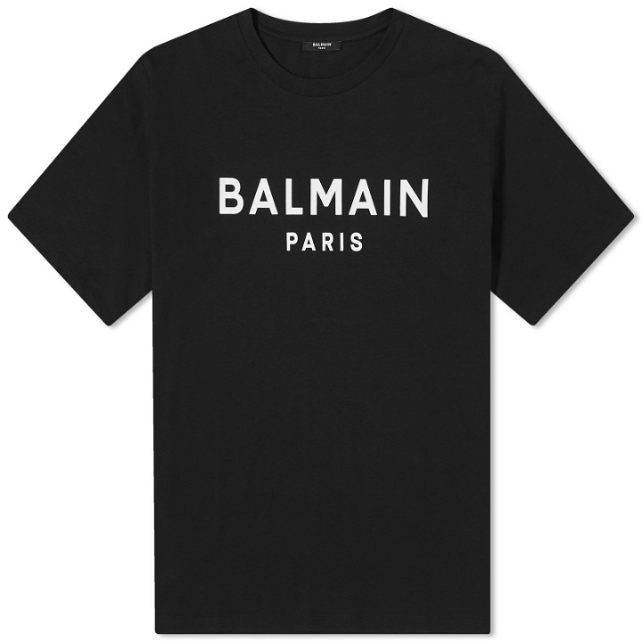 Photo: Balmain Men's Paris Logo T-Shirt in Black/White