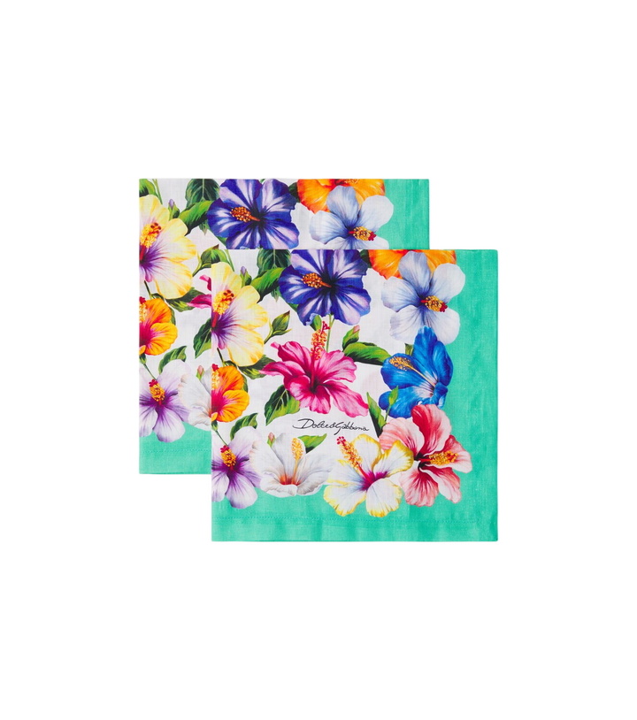 Photo: Dolce&Gabbana Casa Set of 2 floral linen napkins