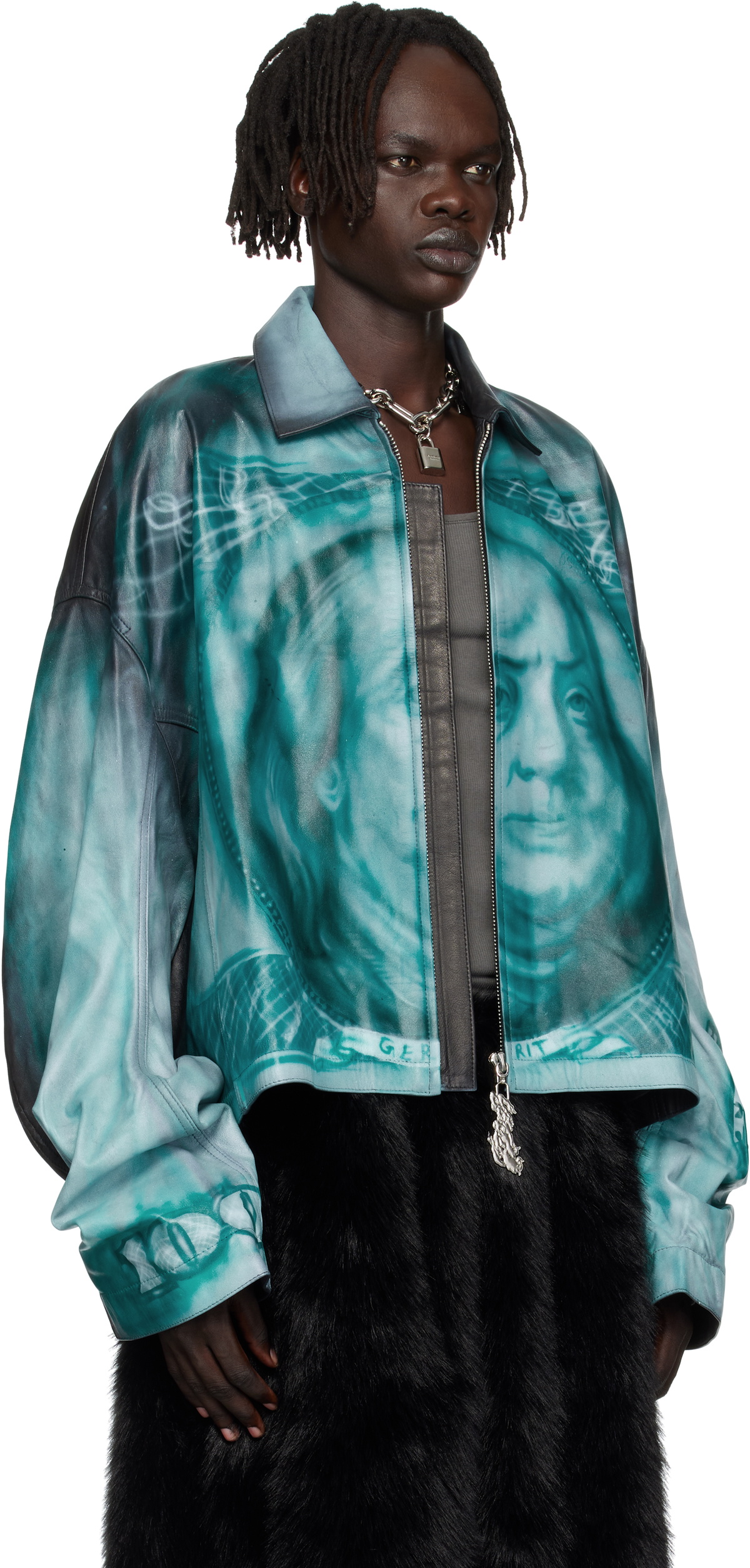 Gerrit Jacob SSENSE Exclusive Black & Green 100$ Leather Jacket