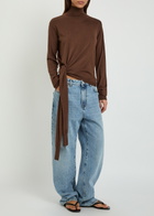 Rohe Tied Sleeve Detail Wool and Silk-blend Jumper Brown