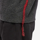 Comme des Garçons Homme Men's Lambswool Distressed Crew Knit in Charcoal/Red