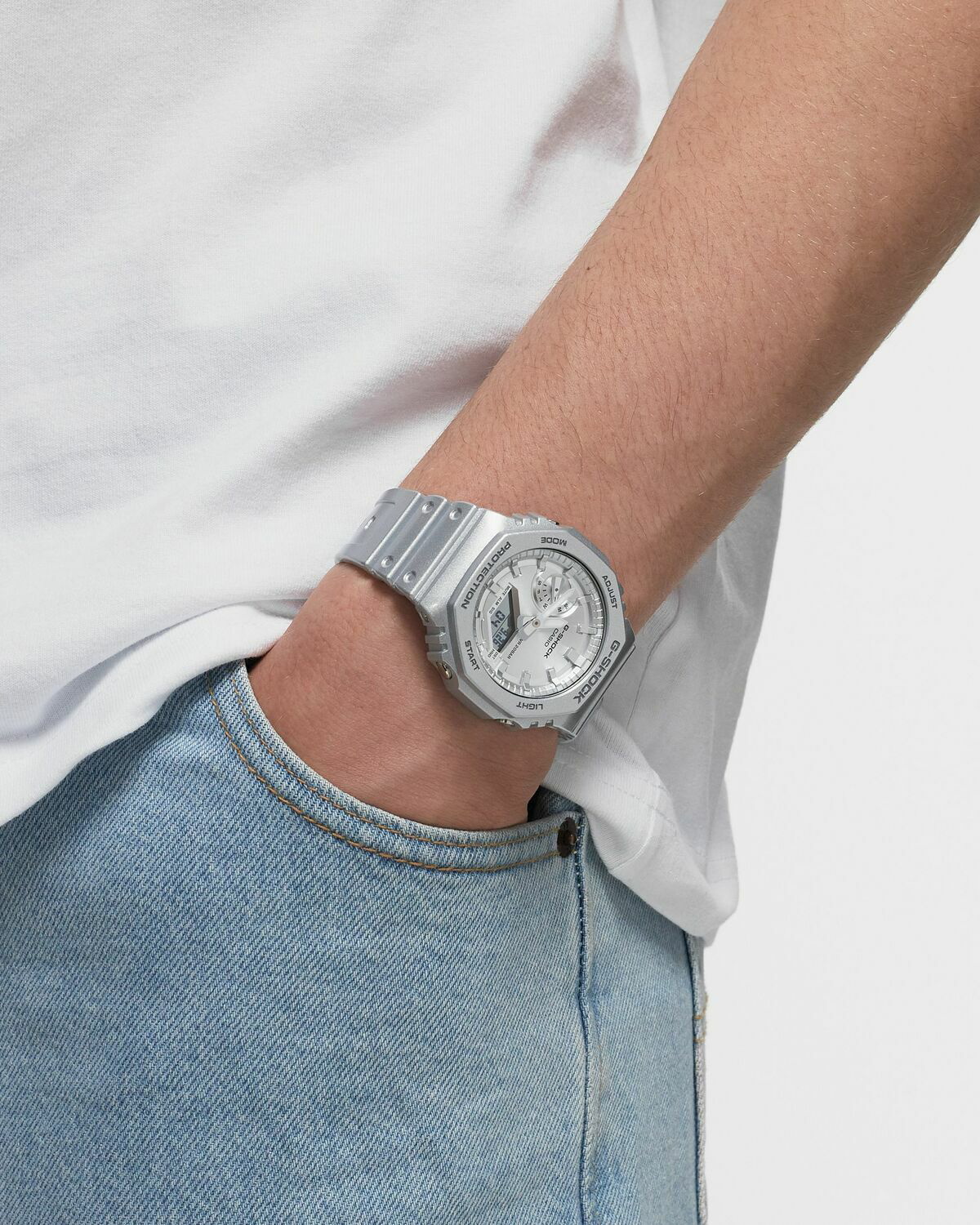 Silver Casio 2100 Aer Casio G - Shock Watches Ga - 8 Ff Mens