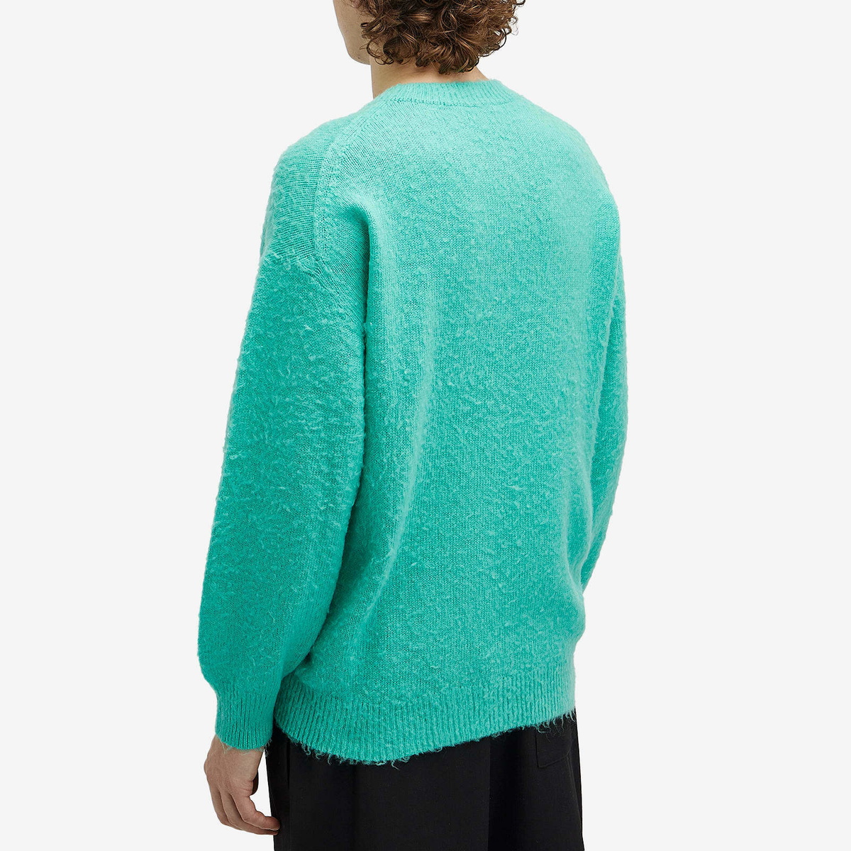 Auralee Men's Brushed Wool Cashmere Crew Knit in Aqua Green Auralee