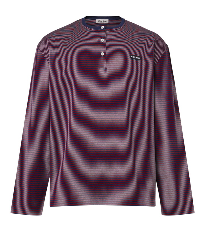 Photo: Miu Miu Striped cotton jersey Henley shirt