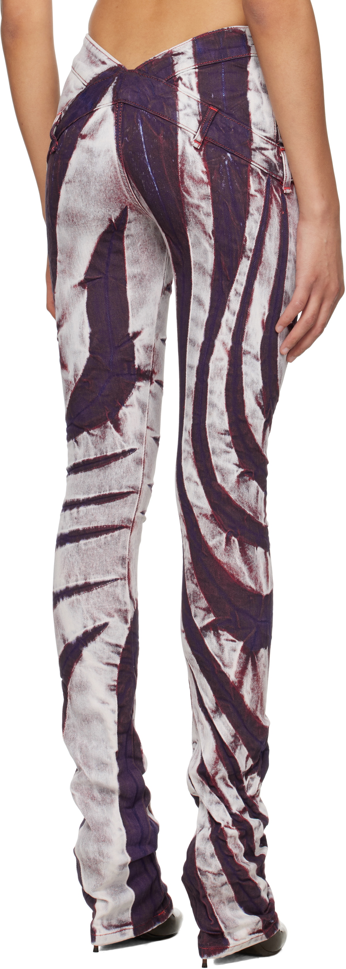 Masha Popova Purple & White V Cut Skinny Jeans