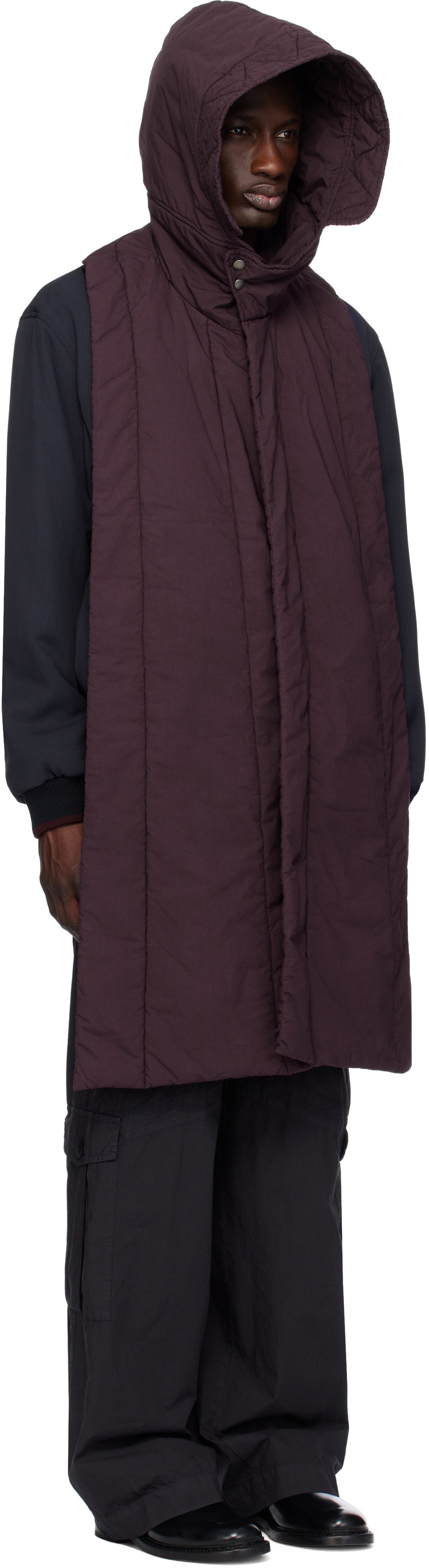 Dries Van Noten Purple Hooded Cotton Vest