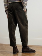 Beams Plus - Cropped Pleated Cotton-Corduroy Trousers - Brown