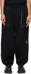 MASTERMIND WORLD Black MW Doodle Print Wide Easy Trousers