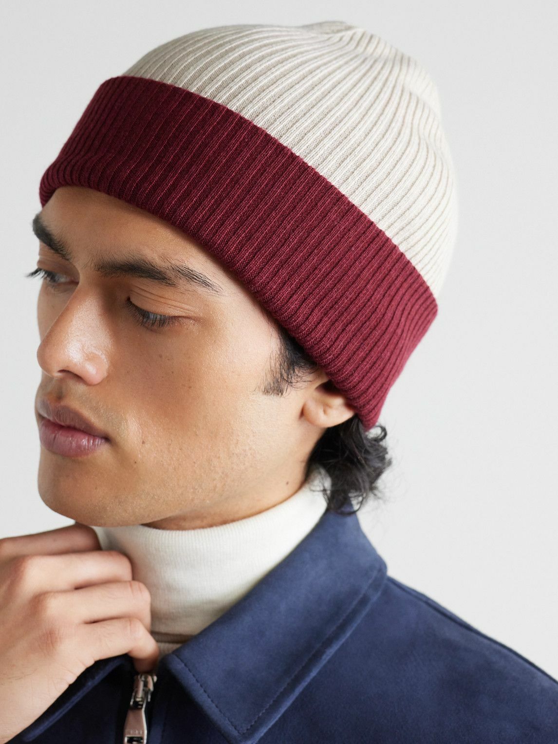 BRUNELLO CUCINELLI カシミヤニット帽 Brunello Cucinelli - Two-Tone Ribbed Cashmere Beanie - Neutrals