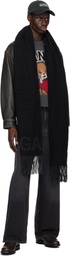 GANNI Black Fringed Scarf
