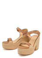 Gabriela Hearst Sardis 100 Suede and Raffia Platform Sandals Camel