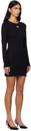 Marine Serre Black Moon Logo Ribbed Jersey Minidress