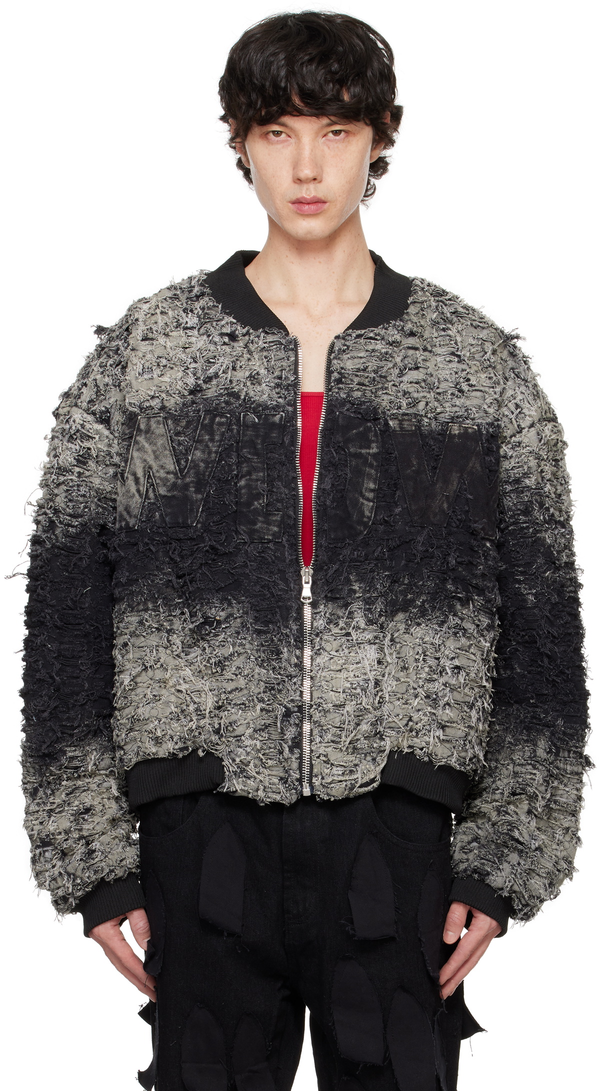 Who Decides War Gray & Black Husk Bomber Denim Jacket