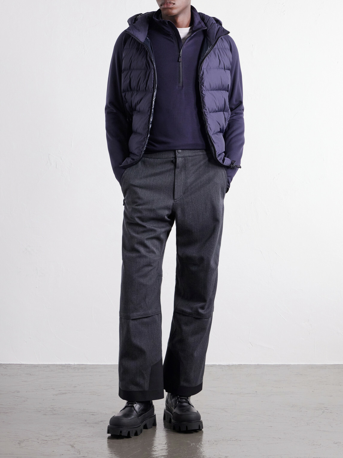 Moncler Grenoble - Wool-Blend Jersey Zip-Up Ski Base Layer - Blue