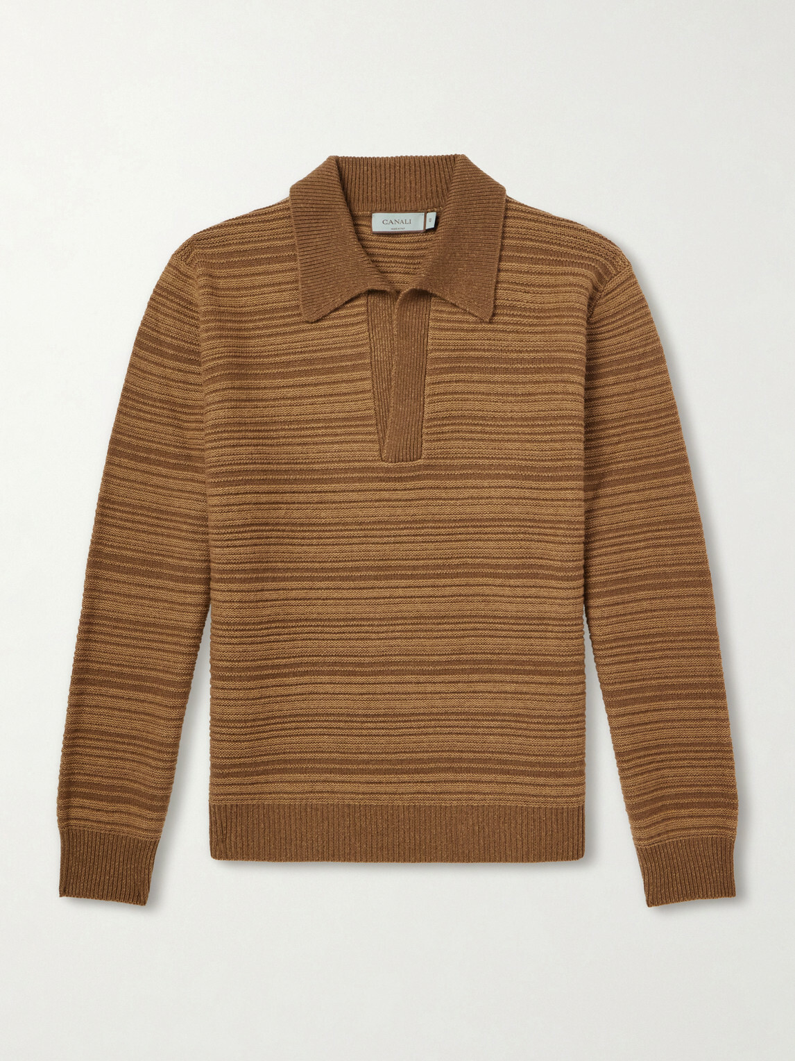 Canali - Wool and Cashmere-Blend Polo Sweater - Brown