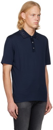 Salvatore Ferragamo Navy Embroiderd Polo